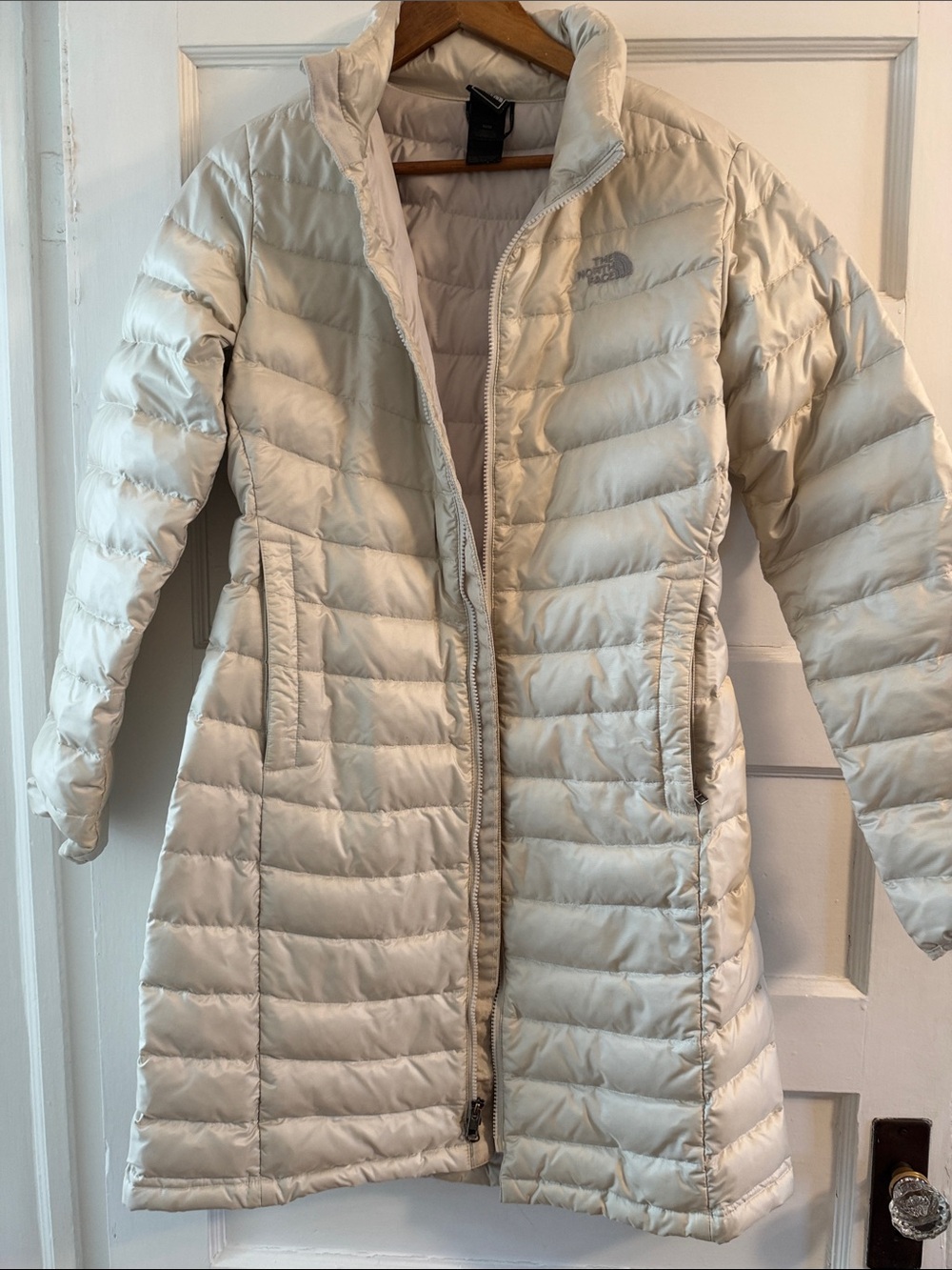 The North Face Women's Cream Long Packable  Coat - medium
